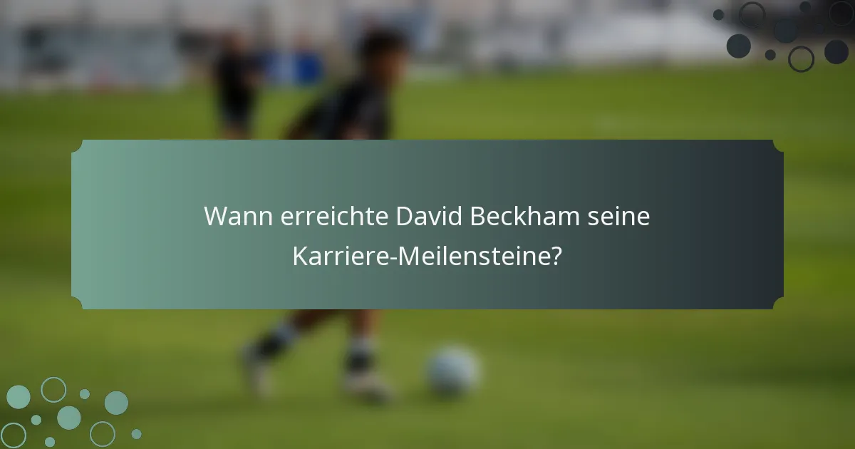 Wann erreichte David Beckham seine Karriere-Meilensteine?