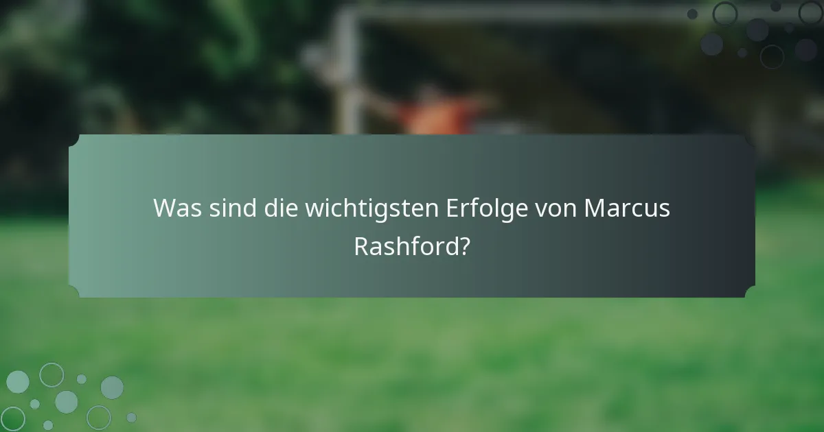 Was sind die wichtigsten Erfolge von Marcus Rashford?