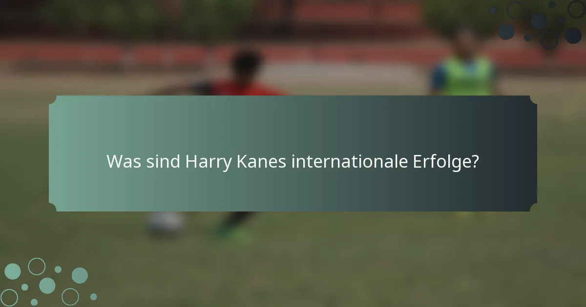 Was sind Harry Kanes internationale Erfolge?