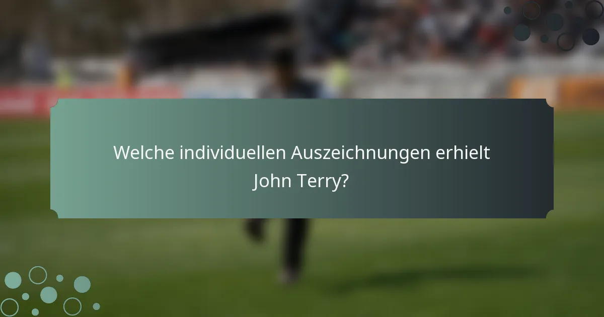 Welche individuellen Auszeichnungen erhielt John Terry?